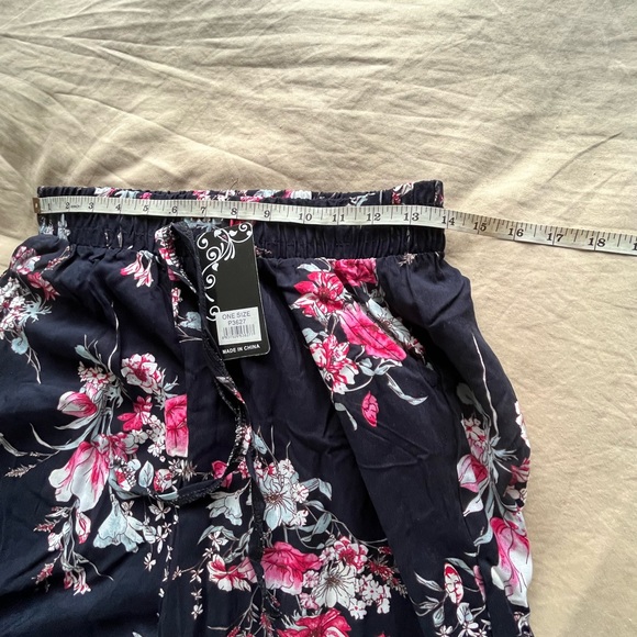 Flower Printed Soft Smocked Waist Cotton Lightweight Boho Traveler Pants One SZ - Picture 7 of 12